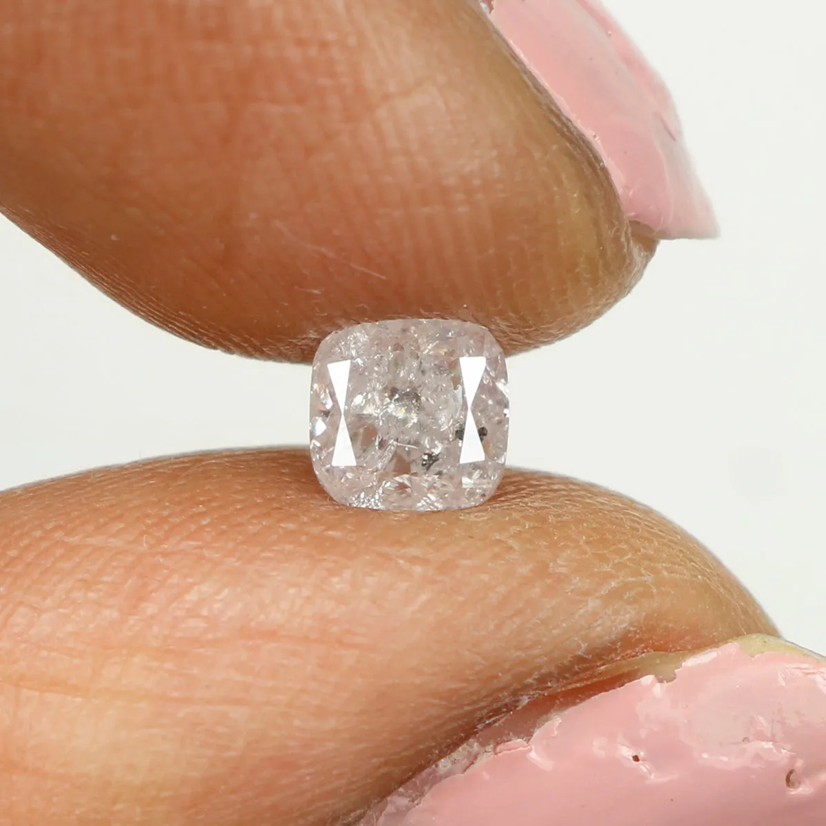 0.51 Ct Natural Loose Diamond, Cushion Diamond, Faint Pink Diamond, Polished Diamond, Real Diamond, Rustic Diamond, Antique Diam