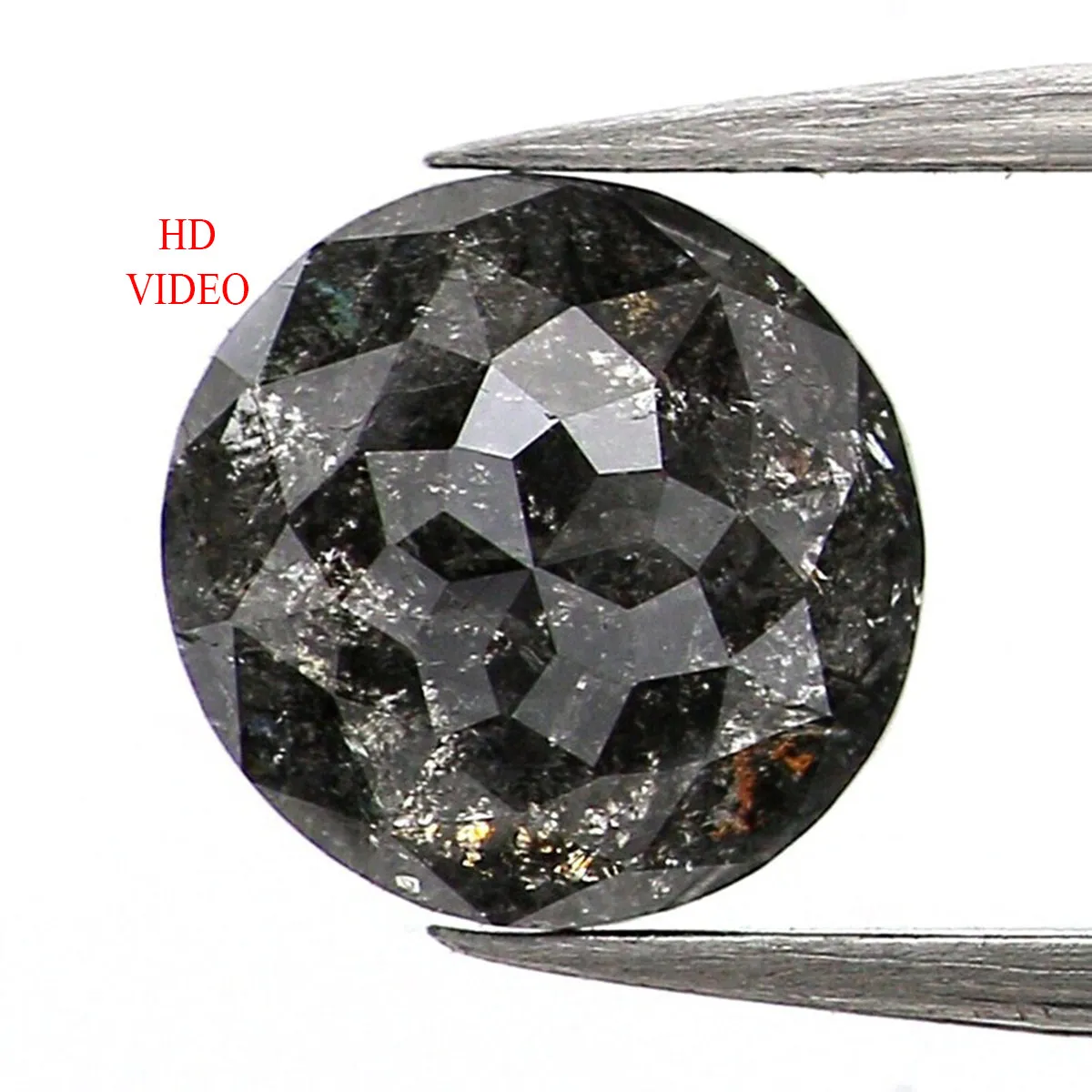 0.72 Ct Natural Loose Diamond, Round Rose Cut Diamond, Black Diamond, Gray Diamond, Salt and Pepper Diamond, Rose Cut Diamond L6