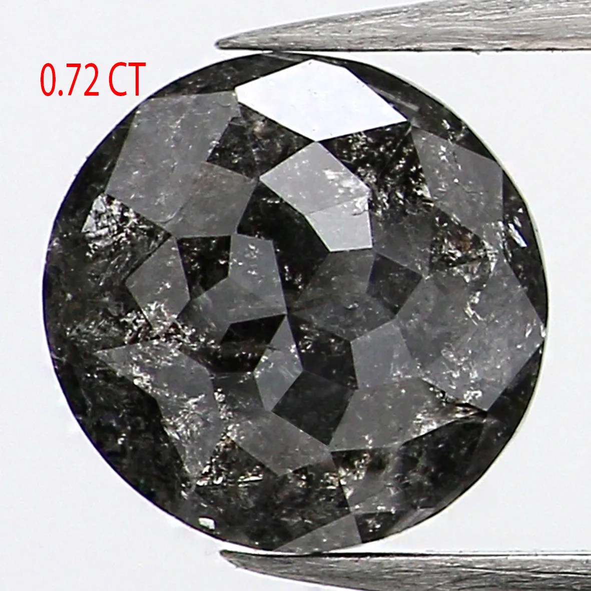 0.72 Ct Natural Loose Diamond, Round Rose Cut Diamond, Black Diamond, Gray Diamond, Salt and Pepper Diamond, Rose Cut Diamond L6