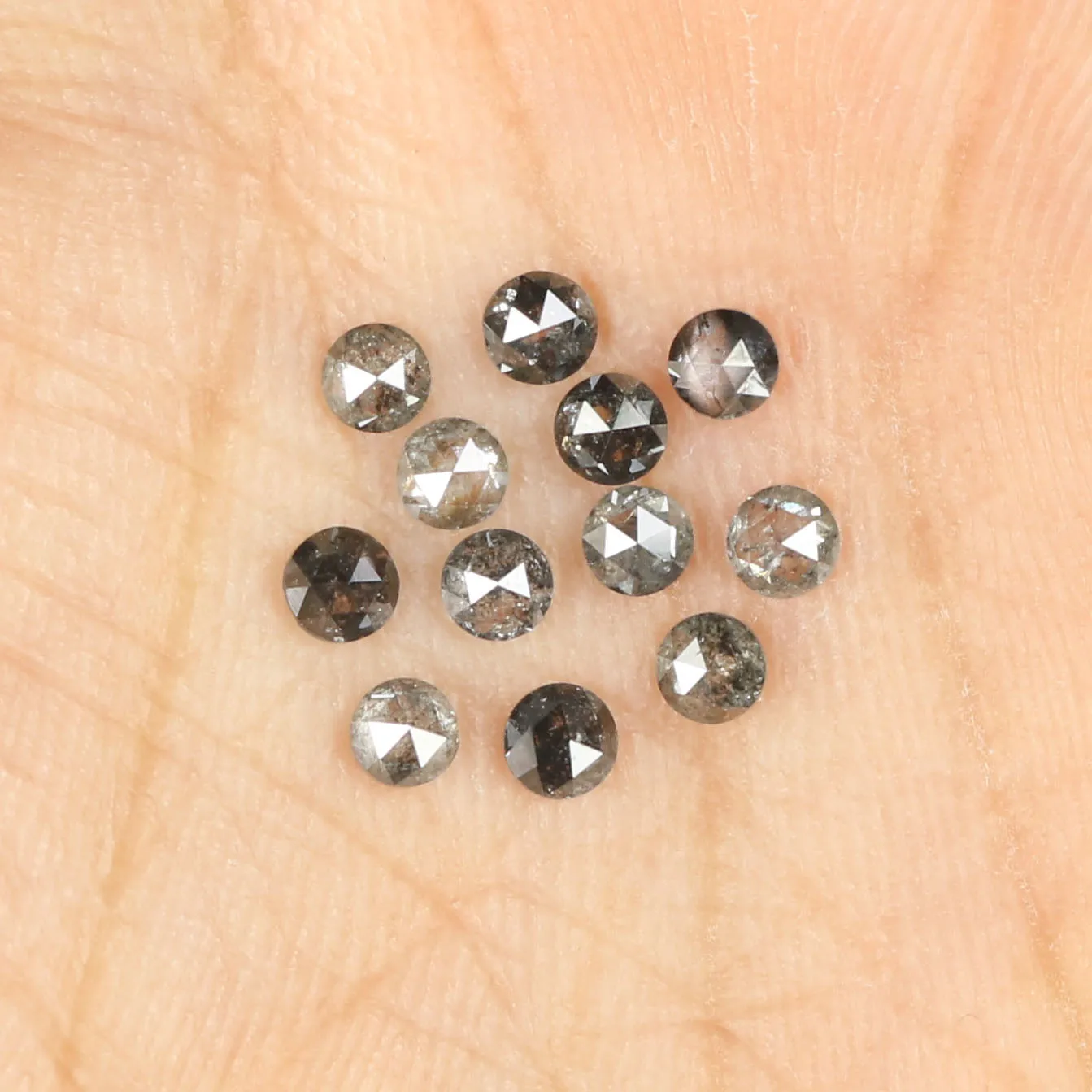 0.91 Ct Natural Loose Diamond, Round Rose Cut Diamond, Black Diamond, Gray Diamond, Salt and Pepper Diamond, Rose Cut Diamond L7