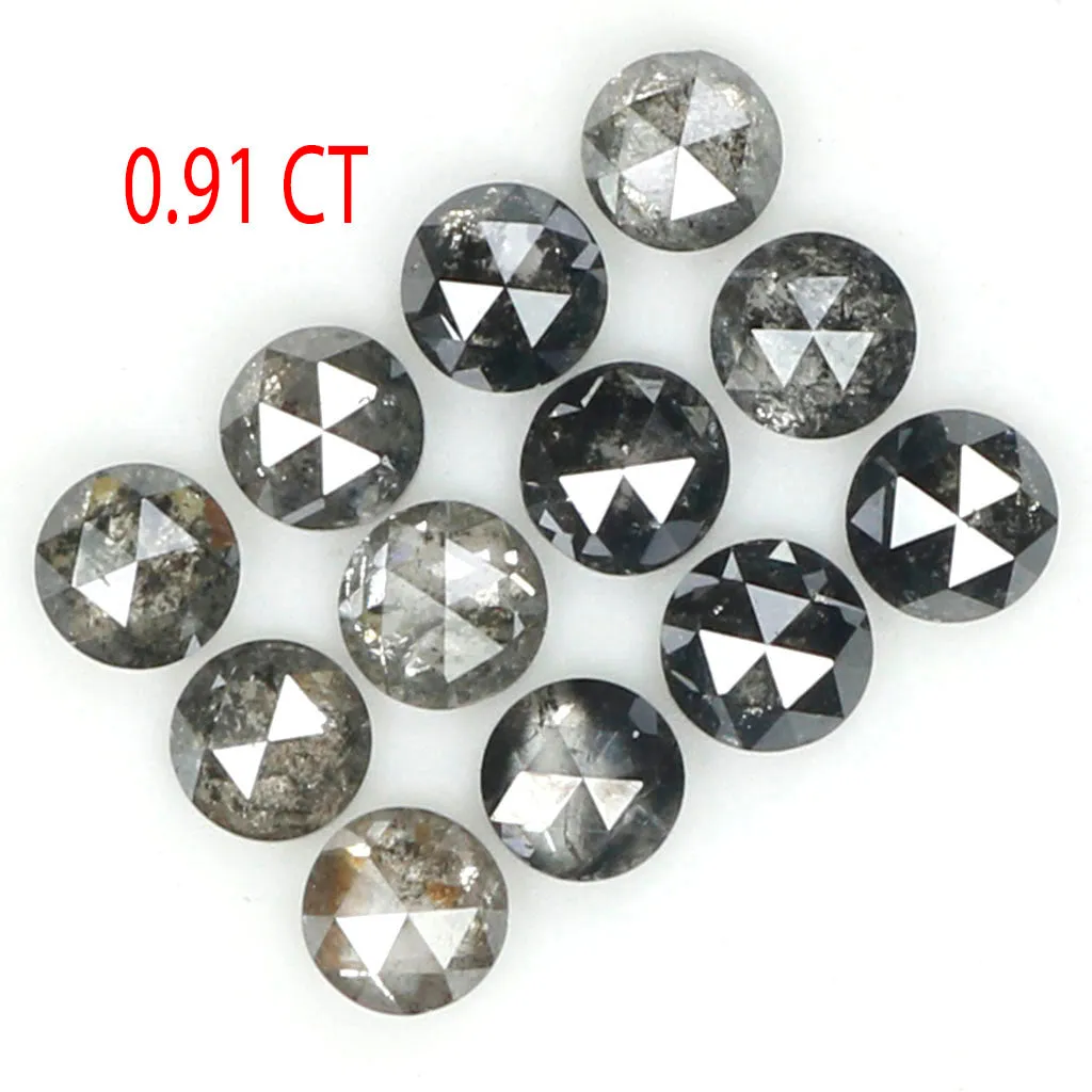 0.91 Ct Natural Loose Diamond, Round Rose Cut Diamond, Black Diamond, Gray Diamond, Salt and Pepper Diamond, Rose Cut Diamond L7