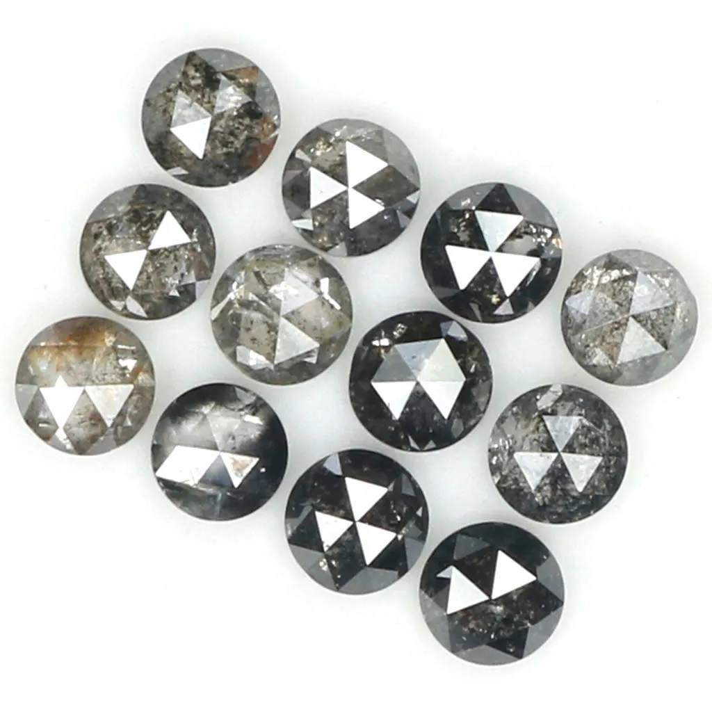 0.91 Ct Natural Loose Diamond, Round Rose Cut Diamond, Black Diamond, Gray Diamond, Salt and Pepper Diamond, Rose Cut Diamond L7