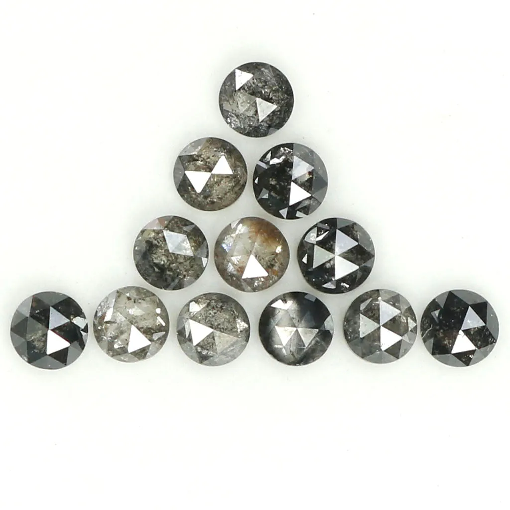 0.91 Ct Natural Loose Diamond, Round Rose Cut Diamond, Black Diamond, Gray Diamond, Salt and Pepper Diamond, Rose Cut Diamond L7