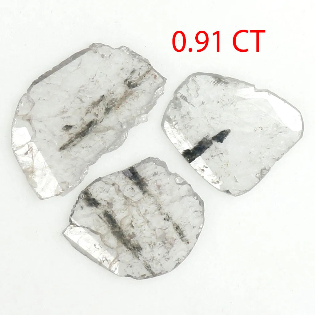 0.91 Ct Natural Loose Diamond, Slice Diamond, Salt And Pepper Diamond, Black Gray Diamond, Polki Diamond, Irregular Diamond L983