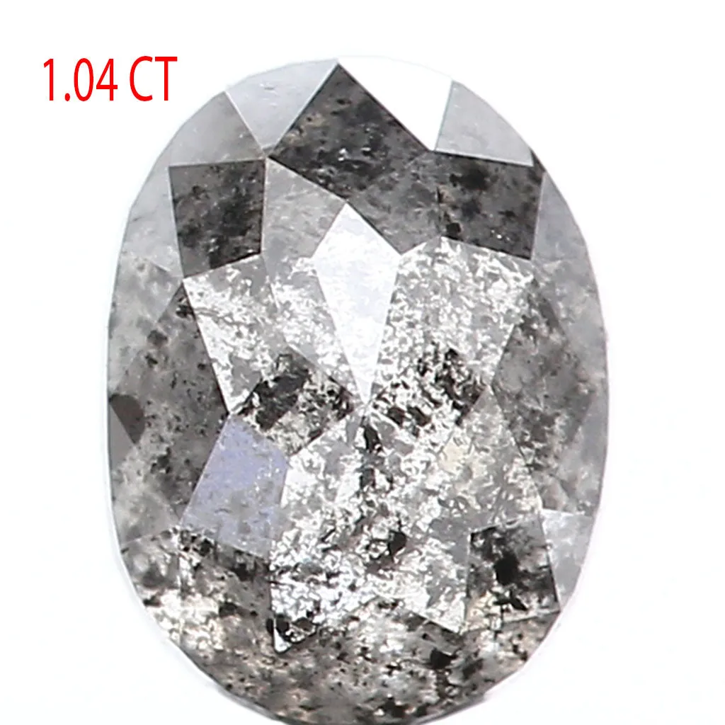 1.04 Ct Natural Loose Oval Shape Diamond Black Color Oval Cut Diamond 6.30 MM Natural Loose Salt And Pepper Oval Shape Diamond Q