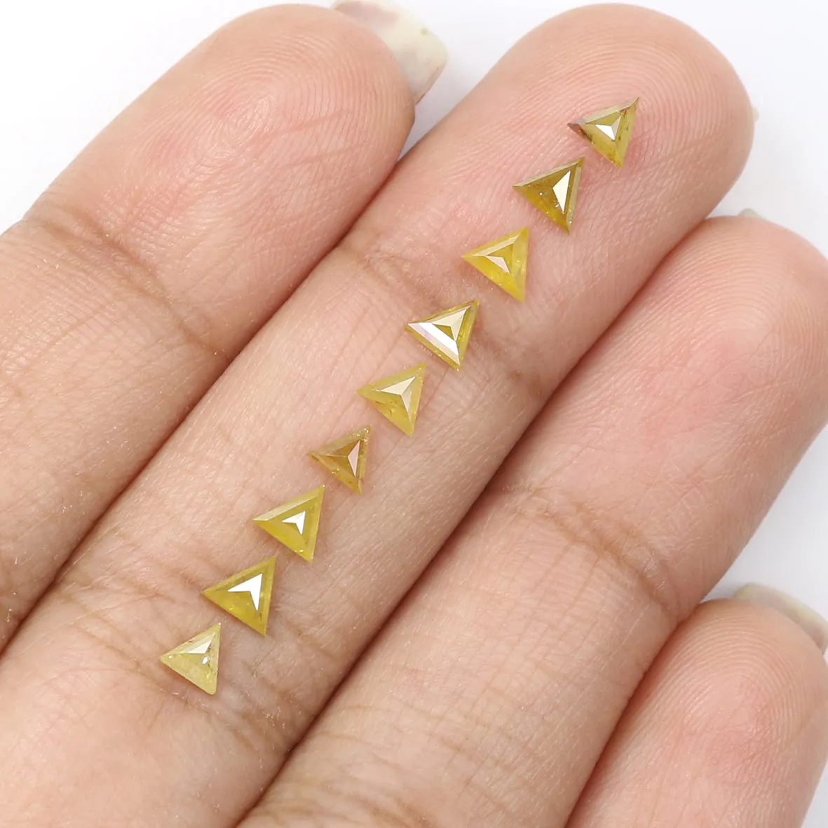 1.28 CT Natural Loose Triangle Shape Diamond Yellow Color Triangle Diamond 3.40 MM Natural Yellow Diamond Triangle Rose Cut Diam