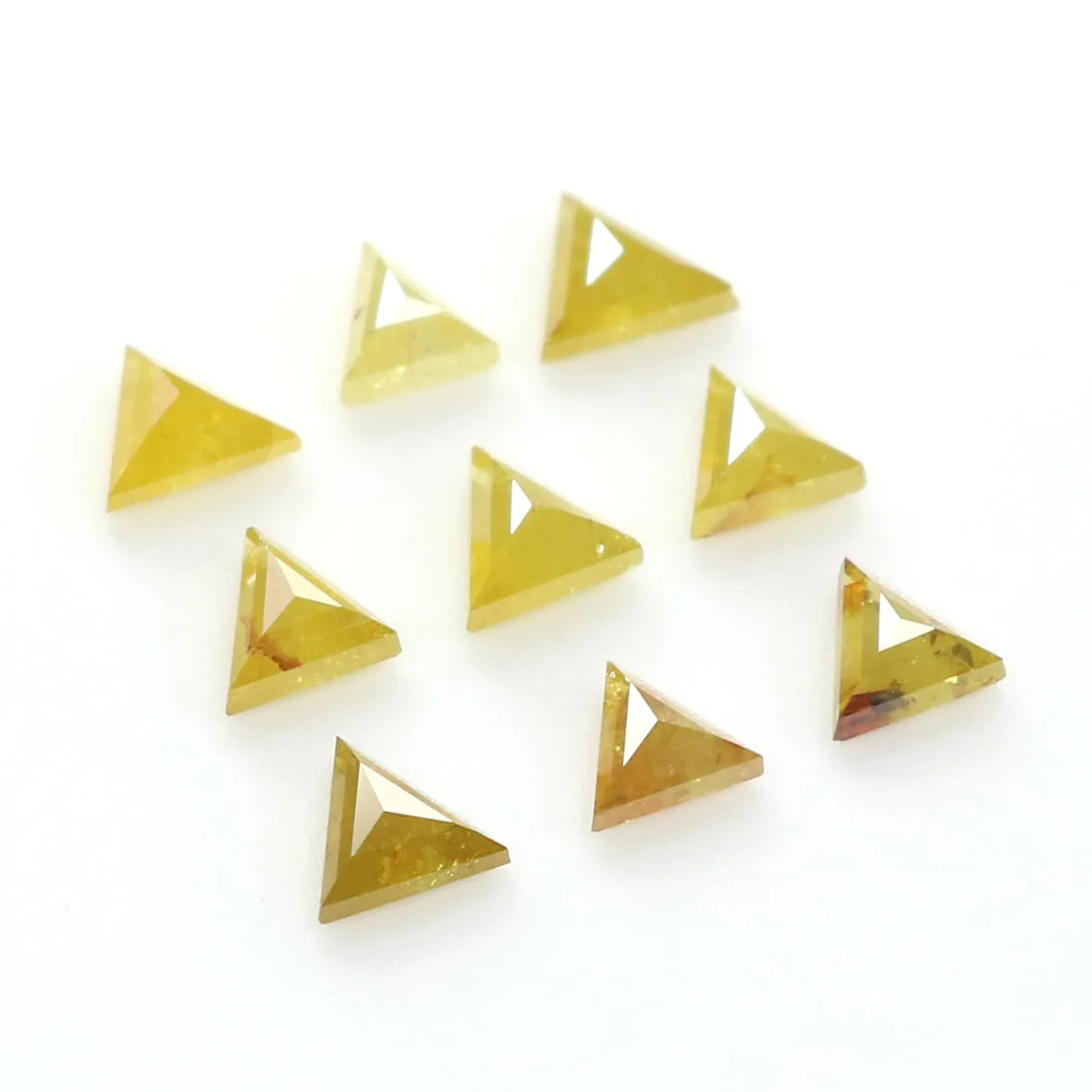 1.28 CT Natural Loose Triangle Shape Diamond Yellow Color Triangle Diamond 3.40 MM Natural Yellow Diamond Triangle Rose Cut Diam