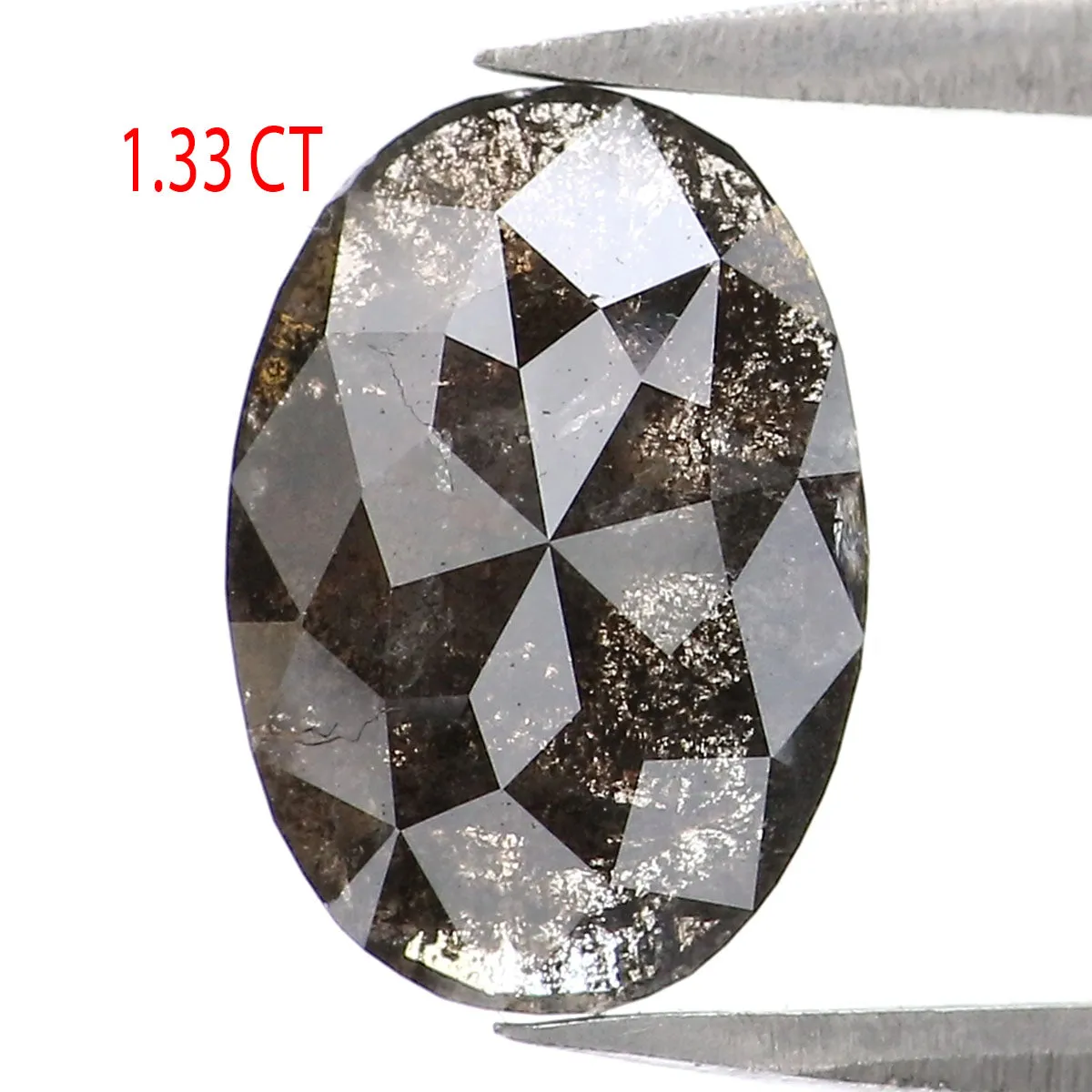 1.33 CT Natural Loose Oval Shape Diamond Salt And Pepper Oval Rose Cut Diamond 9.30 MM Black Grey Color Oval Shape Rose Cut Diam