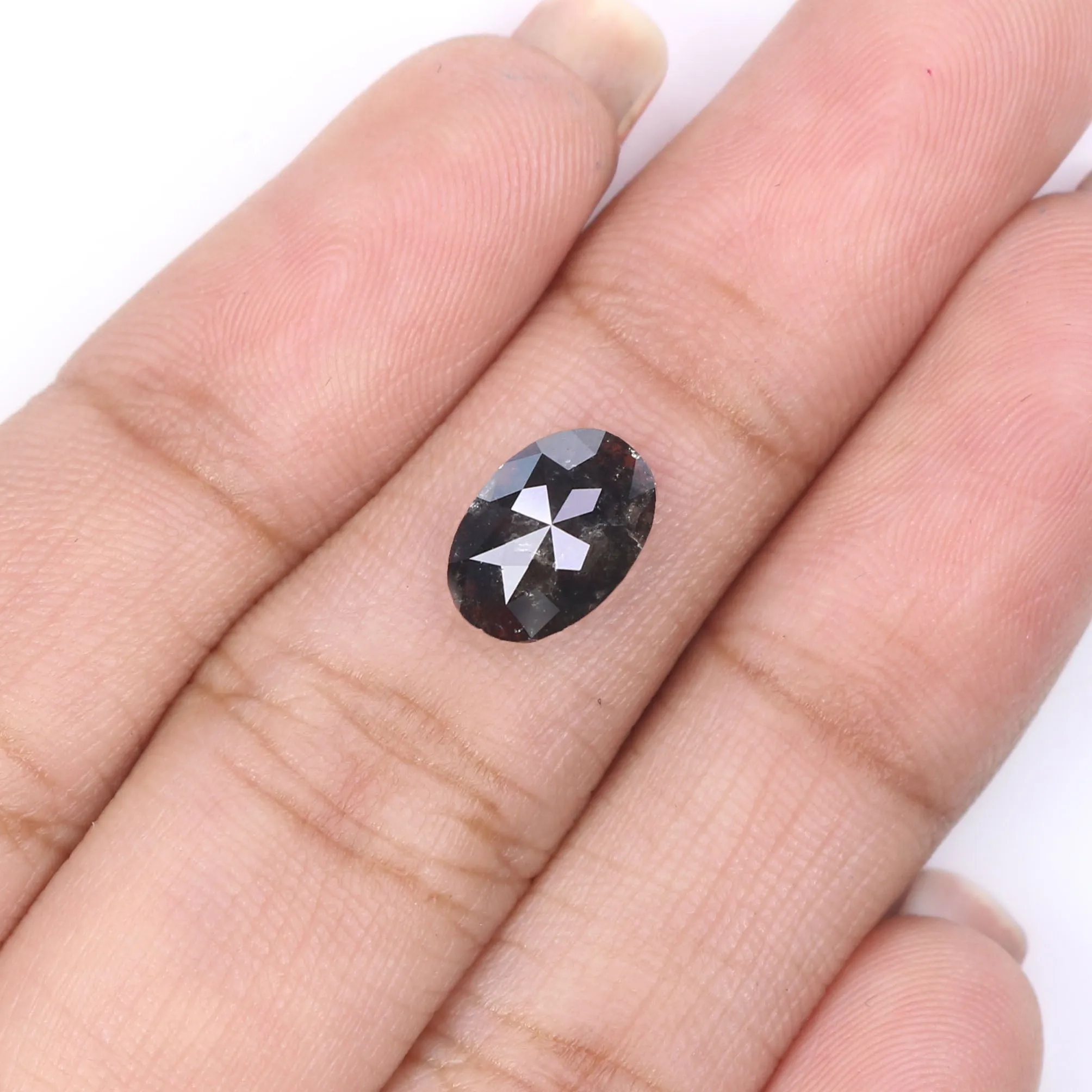 1.33 CT Natural Loose Oval Shape Diamond Salt And Pepper Oval Rose Cut Diamond 9.30 MM Black Grey Color Oval Shape Rose Cut Diam