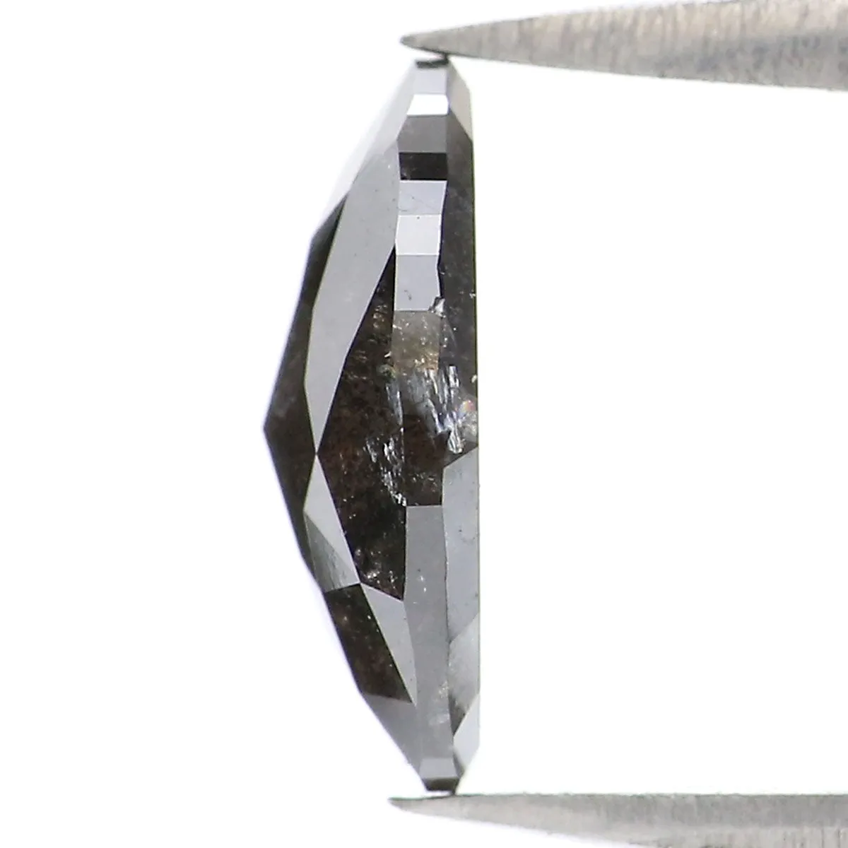 1.33 CT Natural Loose Oval Shape Diamond Salt And Pepper Oval Rose Cut Diamond 9.30 MM Black Grey Color Oval Shape Rose Cut Diam