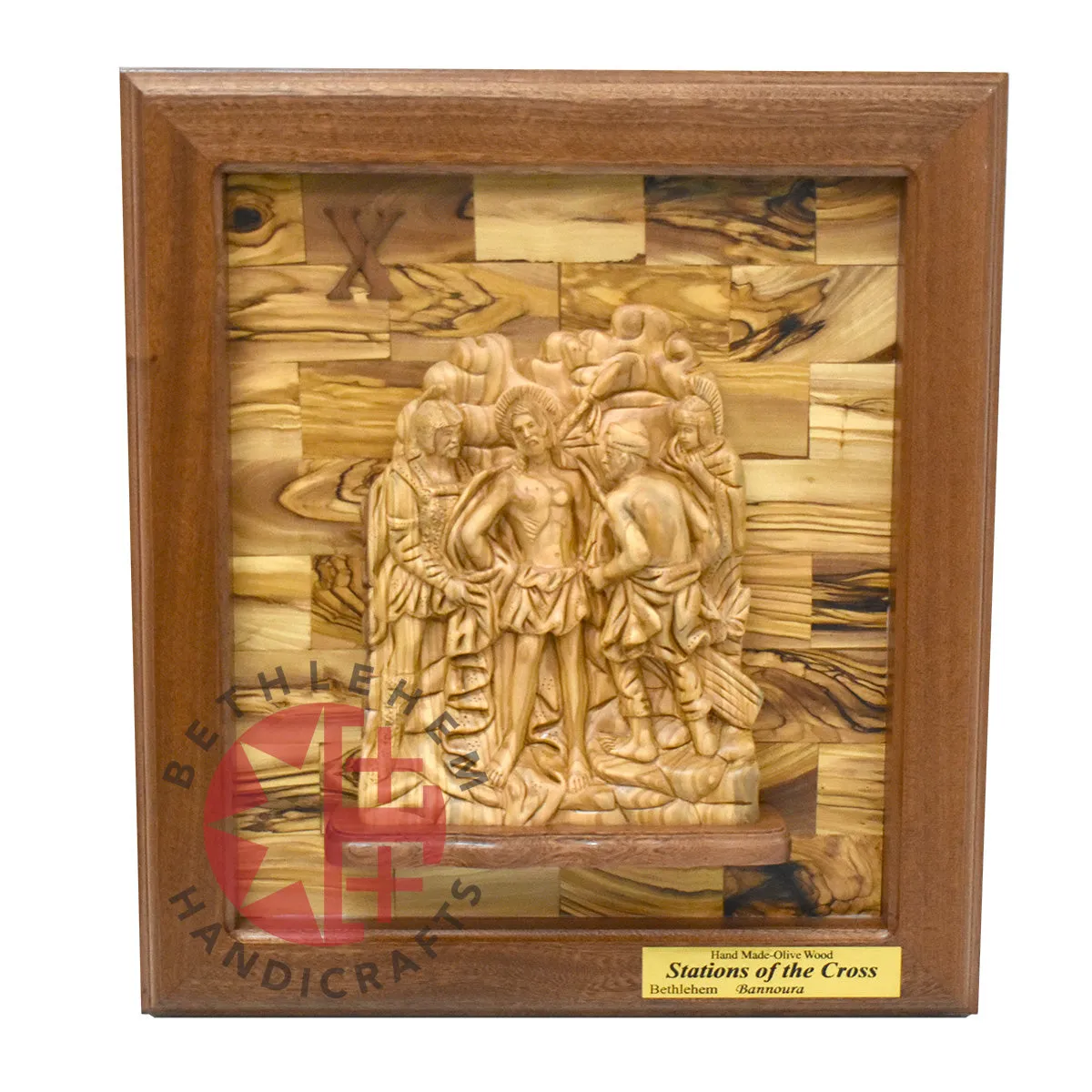 14 Stations of The Cross for Catholic Church, Olive Wood Carving Set