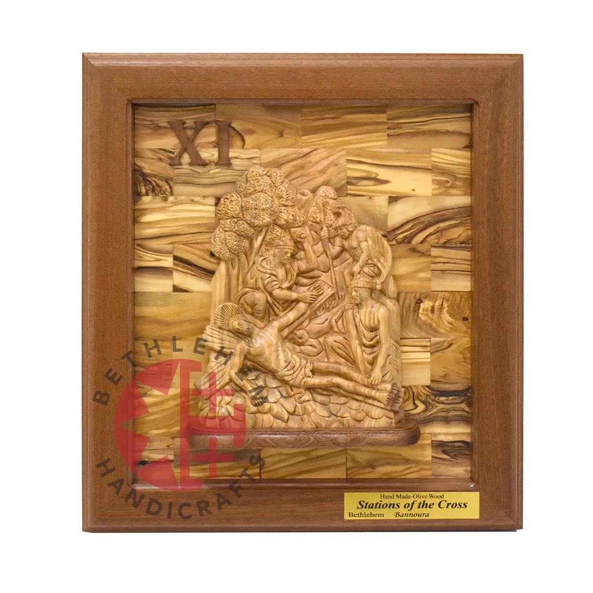 14 Stations of The Cross for Catholic Church, Olive Wood Carving Set