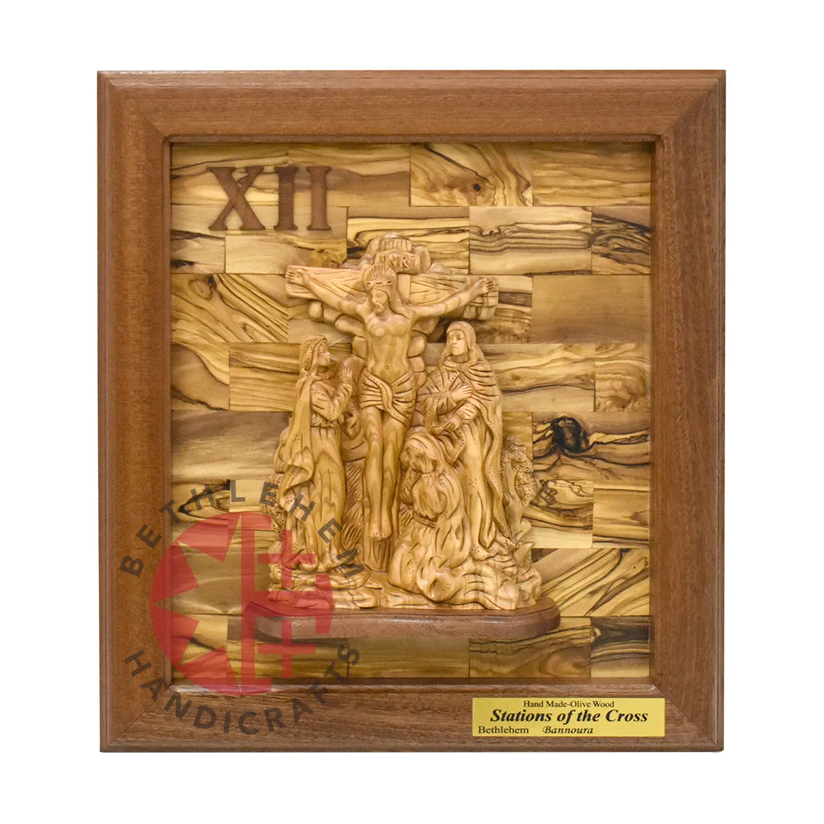 14 Stations of The Cross for Catholic Church, Olive Wood Carving Set