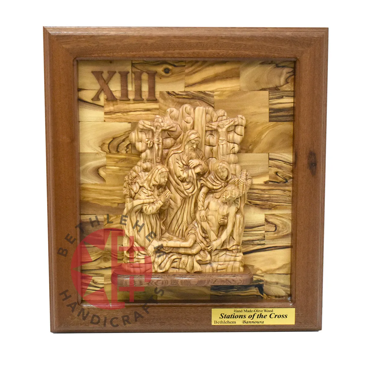 14 Stations of The Cross for Catholic Church, Olive Wood Carving Set