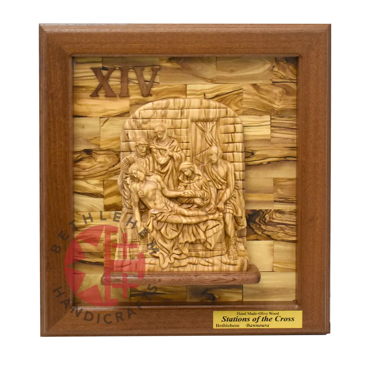 14 Stations of The Cross for Catholic Church, Olive Wood Carving Set