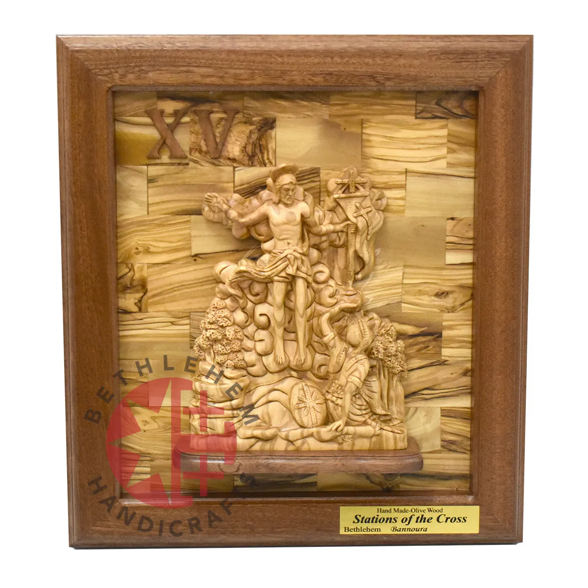 14 Stations of The Cross for Catholic Church, Olive Wood Carving Set