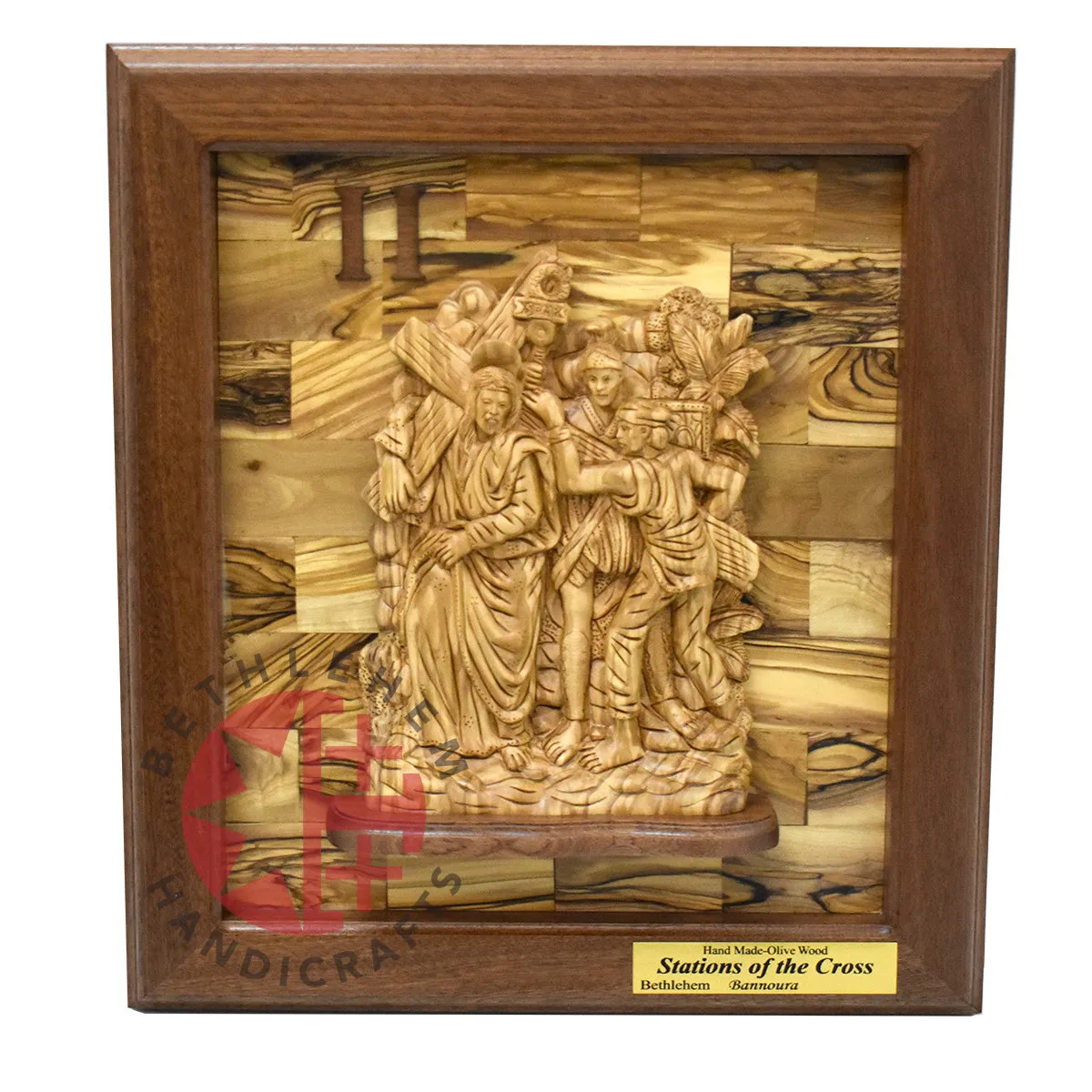 14 Stations of The Cross for Catholic Church, Olive Wood Carving Set