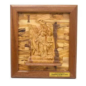 14 Stations of The Cross for Catholic Church, Olive Wood Carving Set