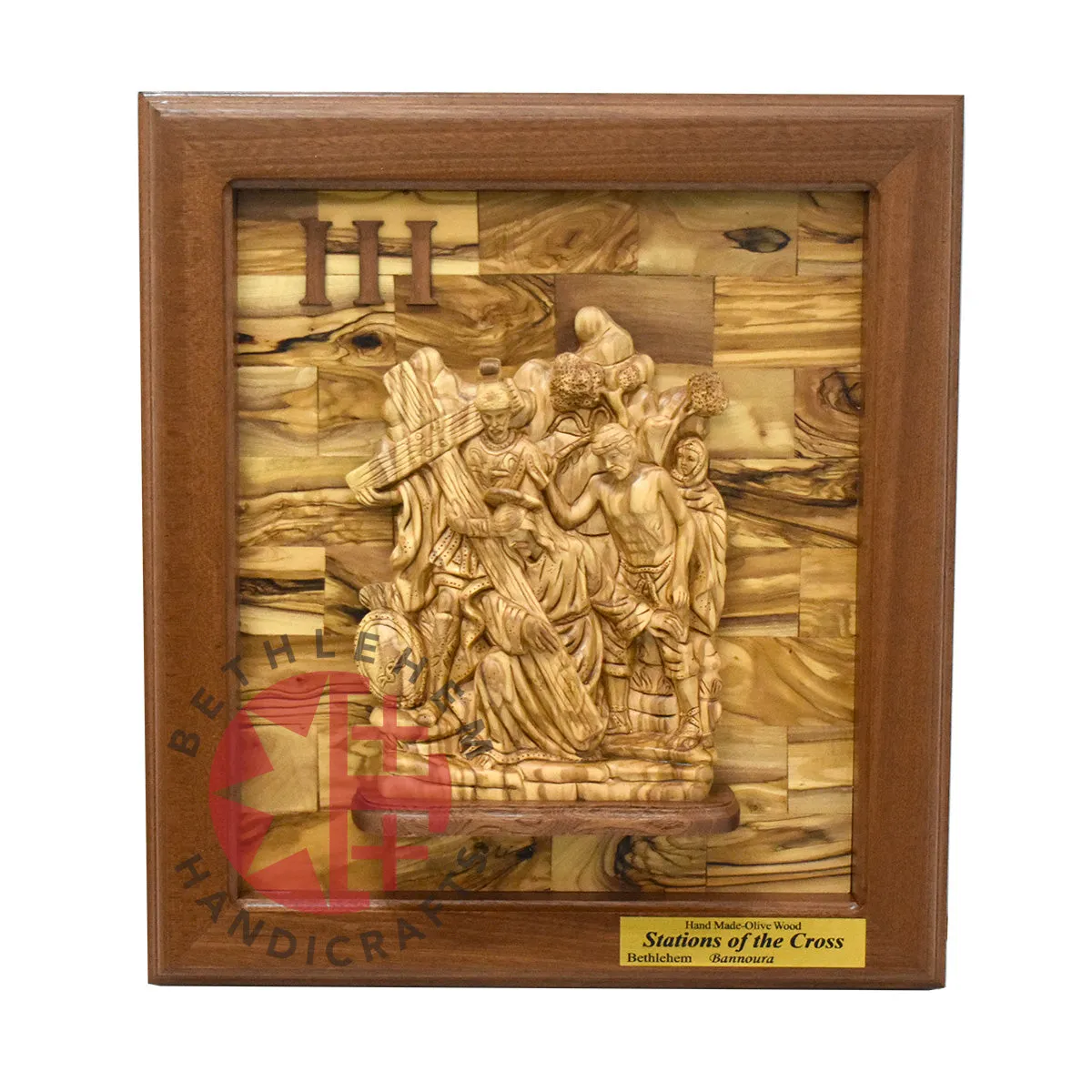 14 Stations of The Cross for Catholic Church, Olive Wood Carving Set