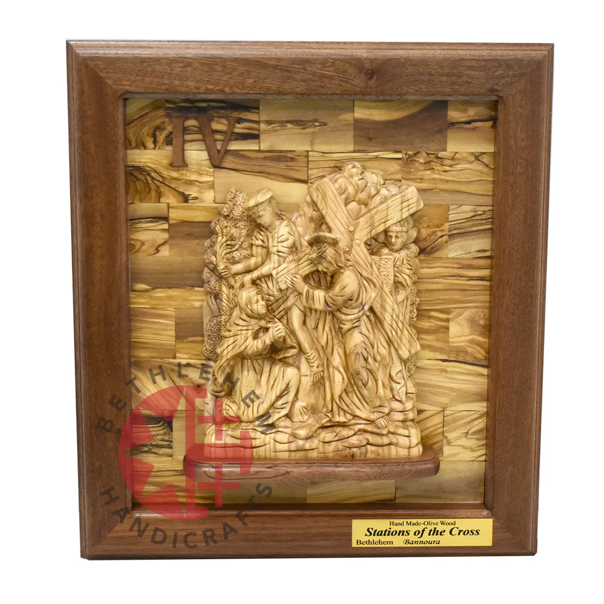 14 Stations of The Cross for Catholic Church, Olive Wood Carving Set