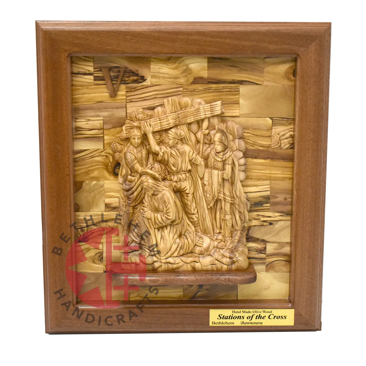 14 Stations of The Cross for Catholic Church, Olive Wood Carving Set