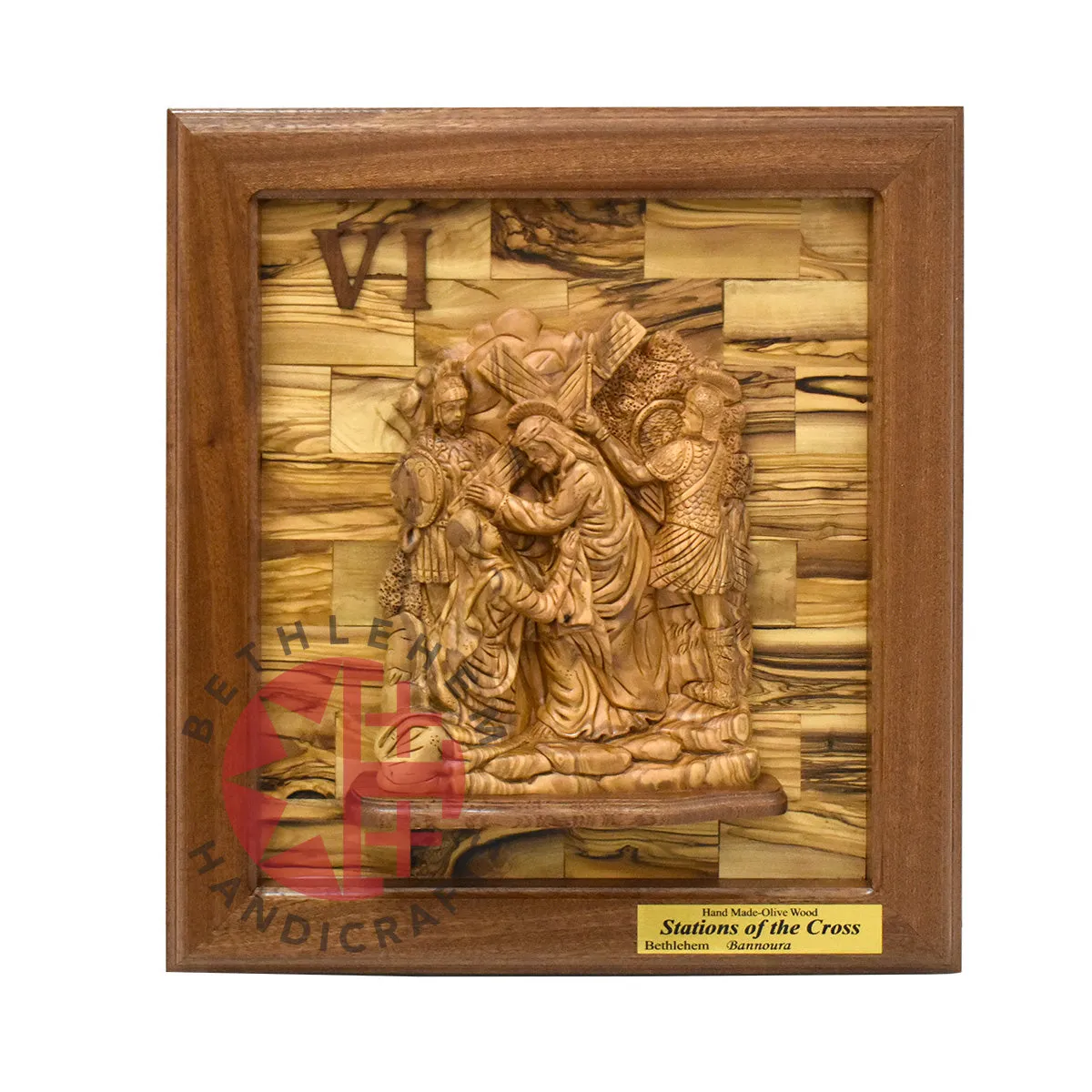 14 Stations of The Cross for Catholic Church, Olive Wood Carving Set