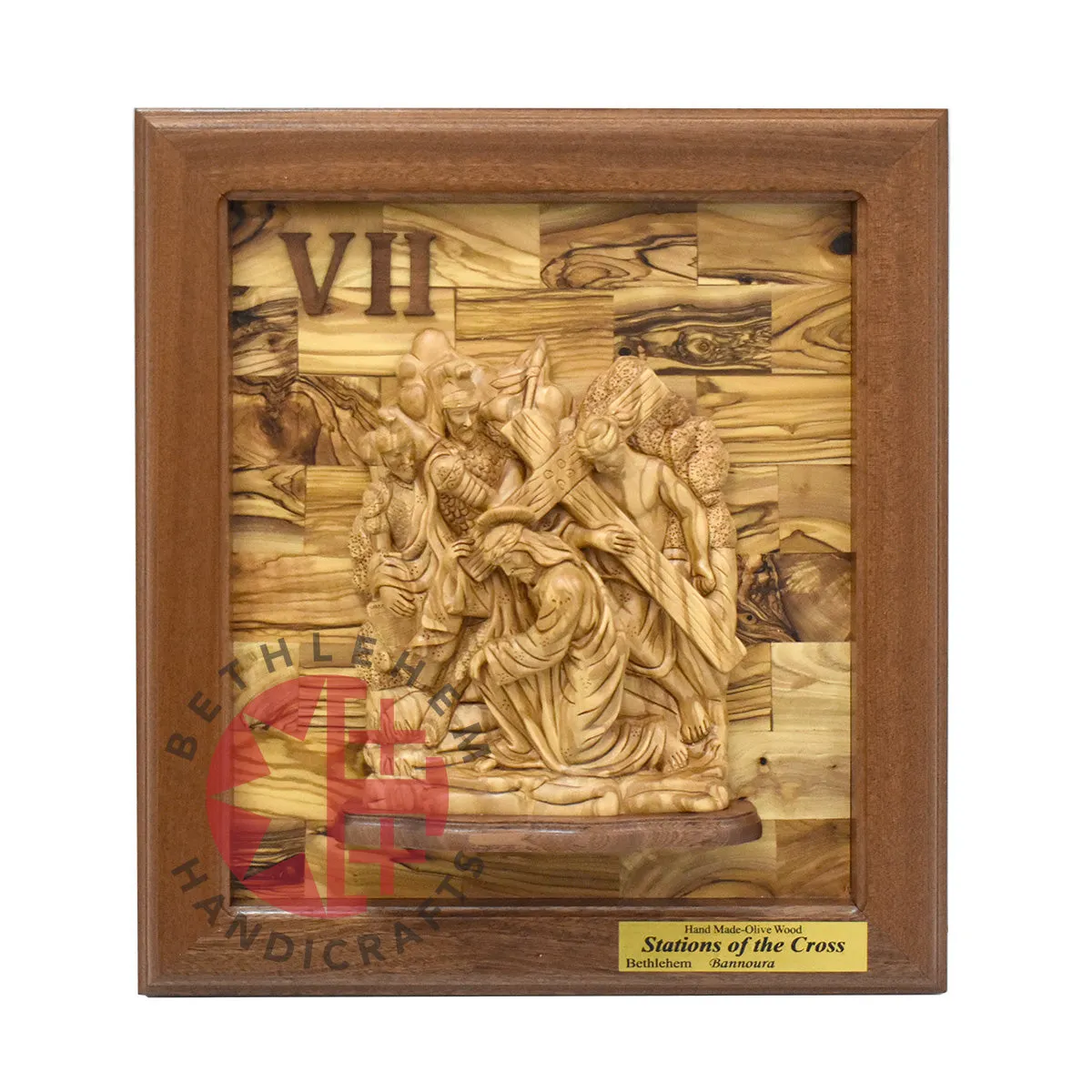 14 Stations of The Cross for Catholic Church, Olive Wood Carving Set