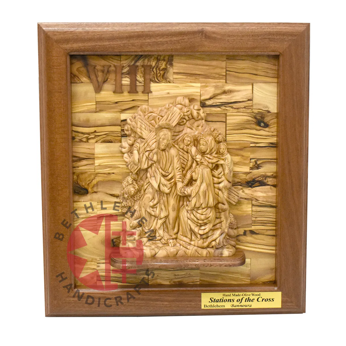 14 Stations of The Cross for Catholic Church, Olive Wood Carving Set