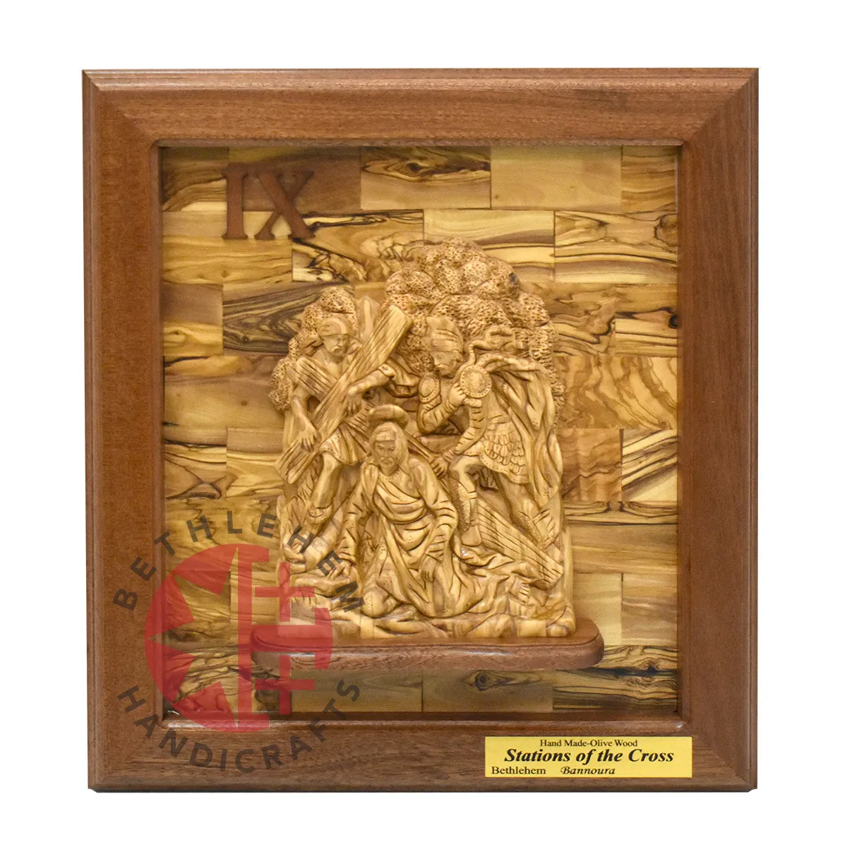 14 Stations of The Cross for Catholic Church, Olive Wood Carving Set