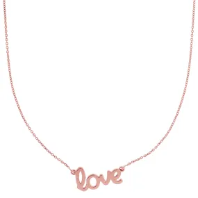 14k Gold Love Script Pendant Necklace, 18