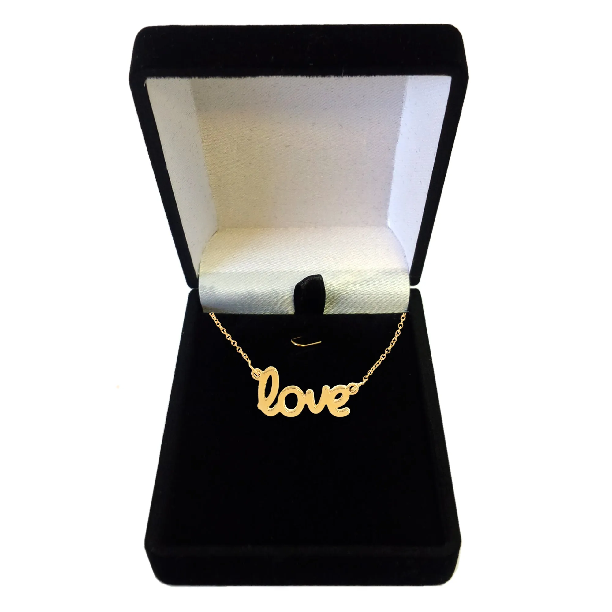 14k Gold Love Script Pendant Necklace, 18