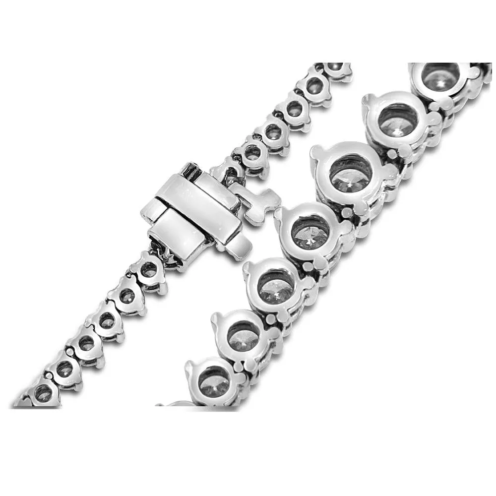 14K White Gold  Graduated Diamond Tennis Necklace 10.00CT