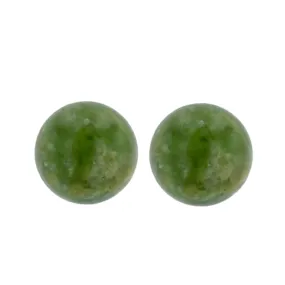 14K Yellow gold green Jade studs earrings-G002