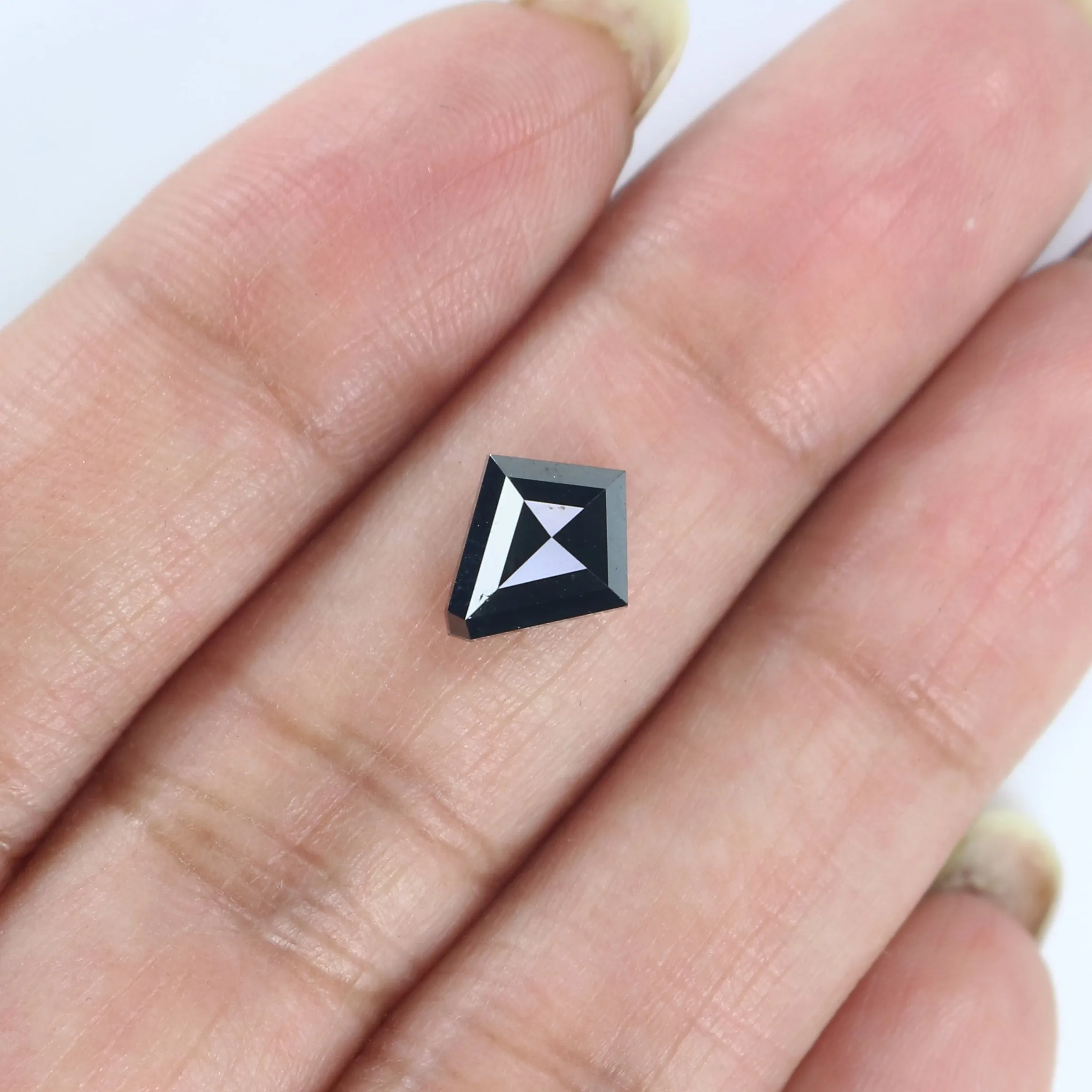 1.56 Ct Natural Loose Kite Shape Diamond Black Color Kite Shape Diamond 9.30 MM Natural Loose Black Diamond Kite Rose Cut Diamon