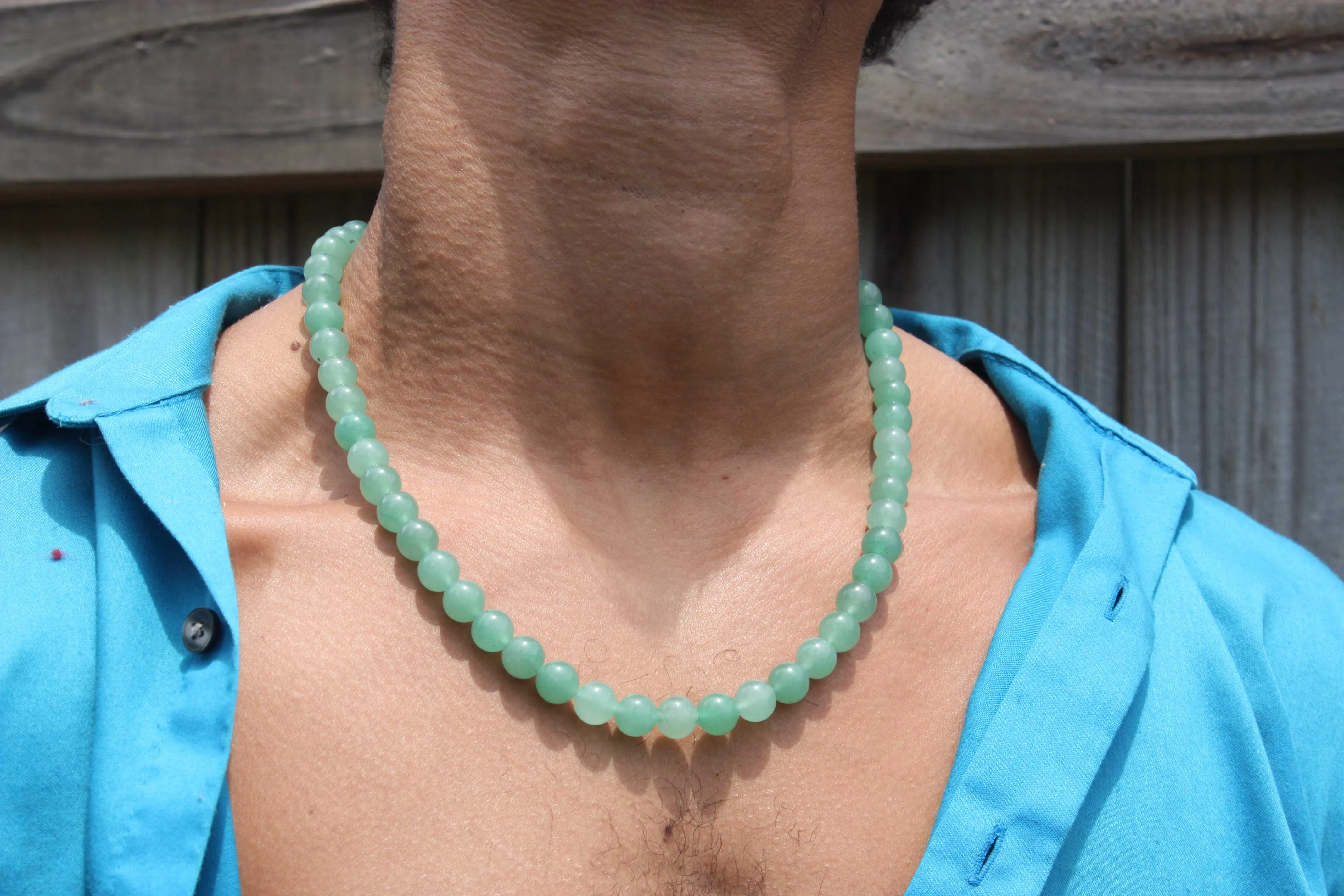 19 inch Green Jade Aventurine Cyrstal Necklace 10mm