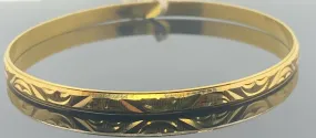 22k Bangle Solid Gold Classic Ladies Diamond Cut Geometric Pattern Design B326