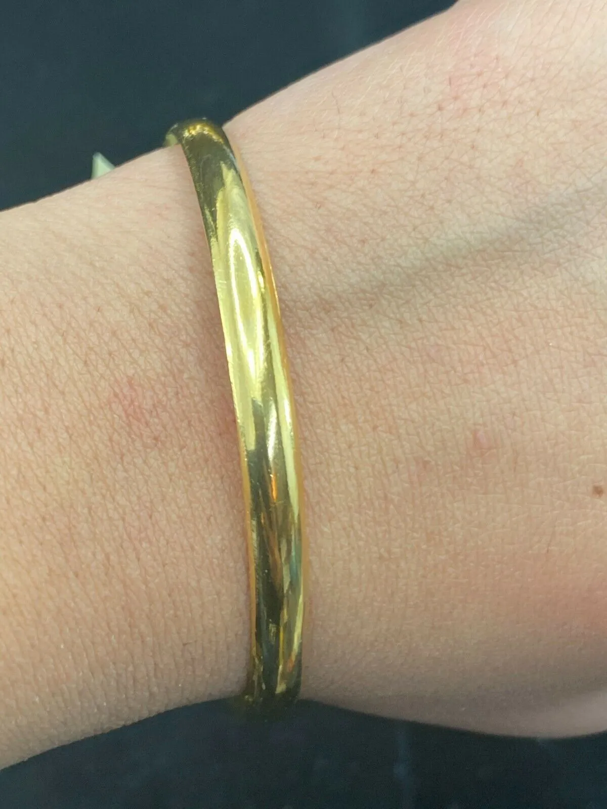 22k Bangle Solid Gold Elegant Modern Plain High Polished Design MON