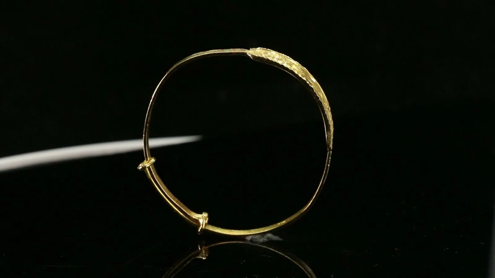 22k Bangle Solid Gold Simple Children Religious Sikh Diamond Cut Bangle cb1304