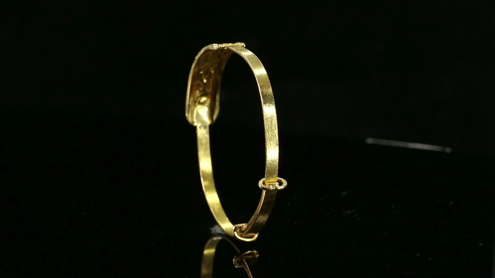 22k Bangle Solid Gold Simple Children Religious Sikh Diamond Cut Bangle cb1304