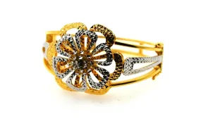 22k Solid Gold Ladies Bangle Lavish Two Tone Floral Design br48z