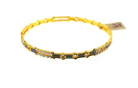 22k Solid Gold Ladies Bangle Modern Two Tone Thin Diamond Cut Design br91