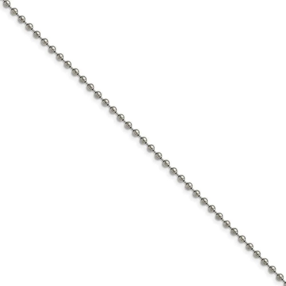 2mm Titanium Polished Ball Chain Necklace