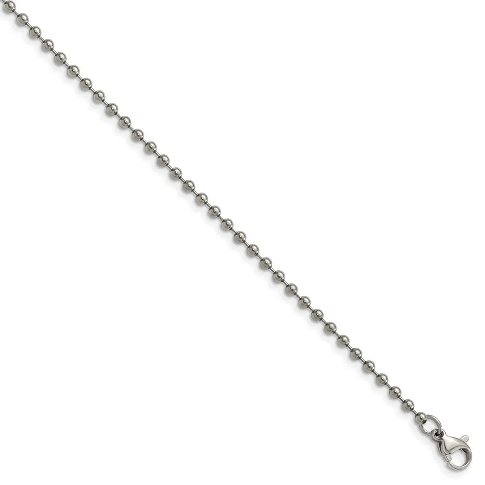 2mm Titanium Polished Ball Chain Necklace