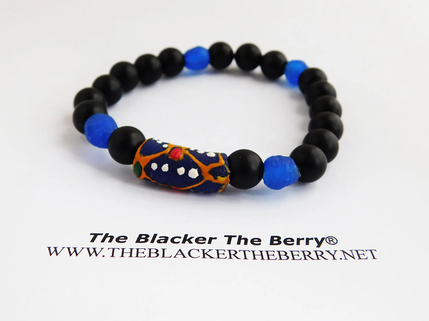 African Bracelet Beaded Blue Black Jewelry