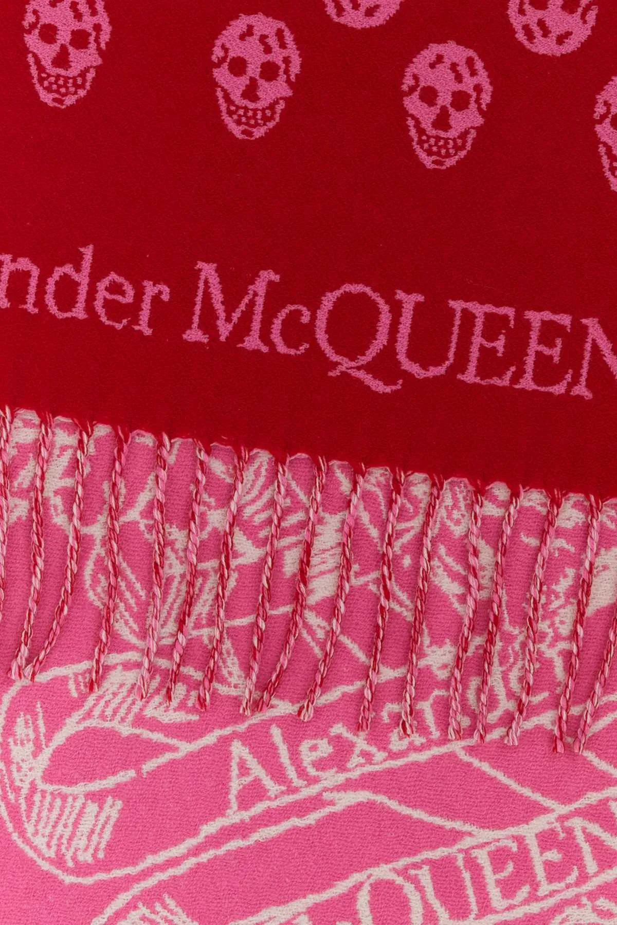 Alexander Mcqueen Embroidered Wool Reversible Scarf