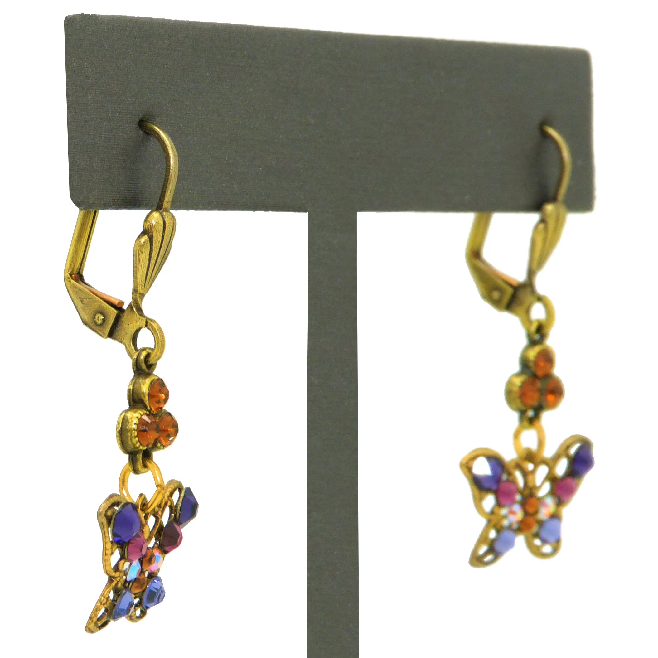 Anne Koplik Small Openwork Purple Butterfly Earrings with Swarovski Crystal ER4058PUR