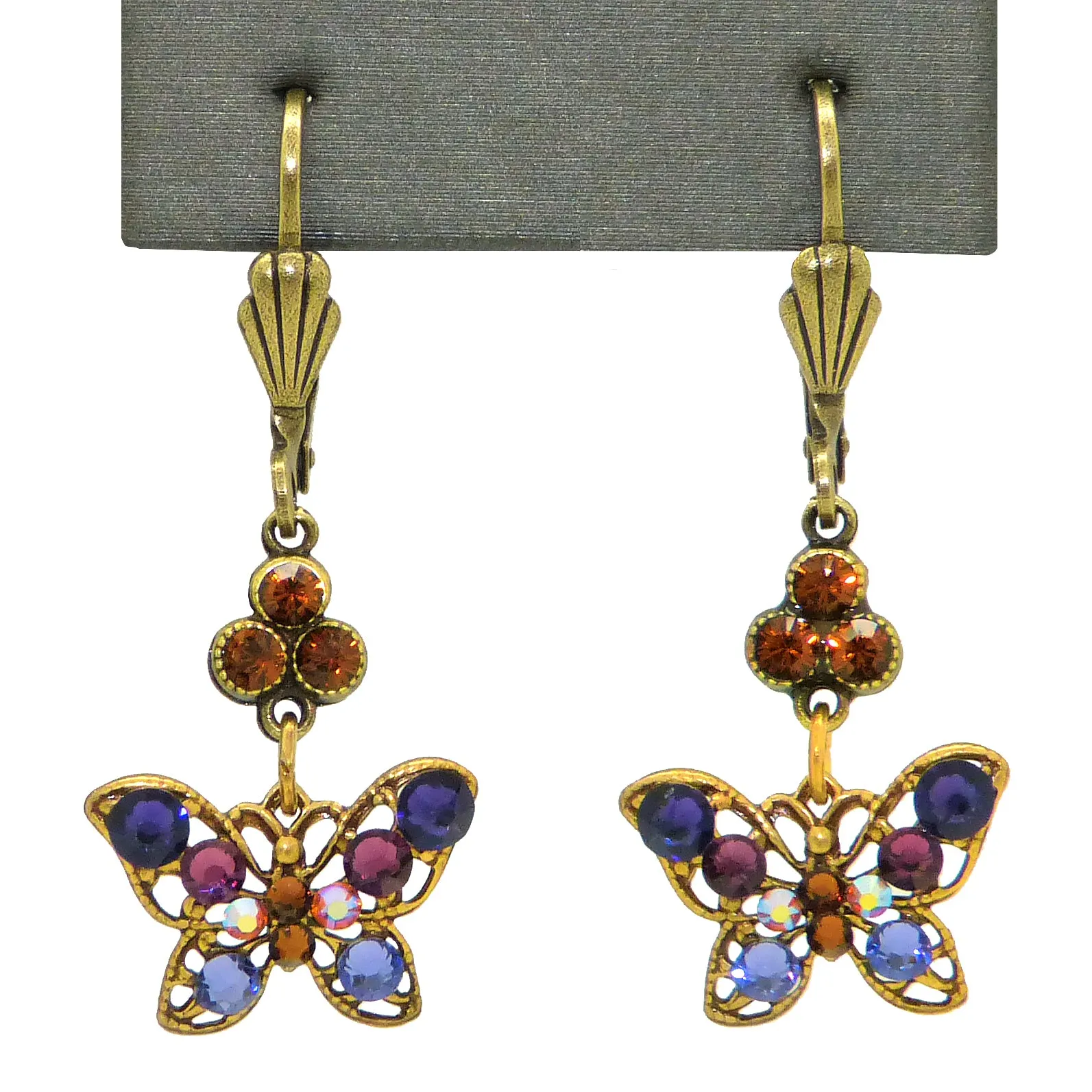 Anne Koplik Small Openwork Purple Butterfly Earrings with Swarovski Crystal ER4058PUR