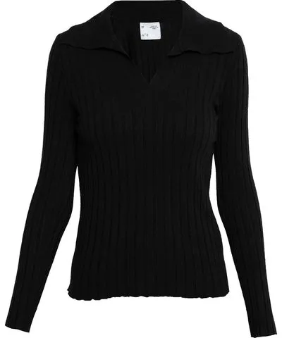 Ats the Label Women's Vesper Black Ribbed Knit Top