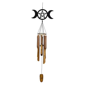 Bamboo Wind Chime - Triple Moon w/Pentacle