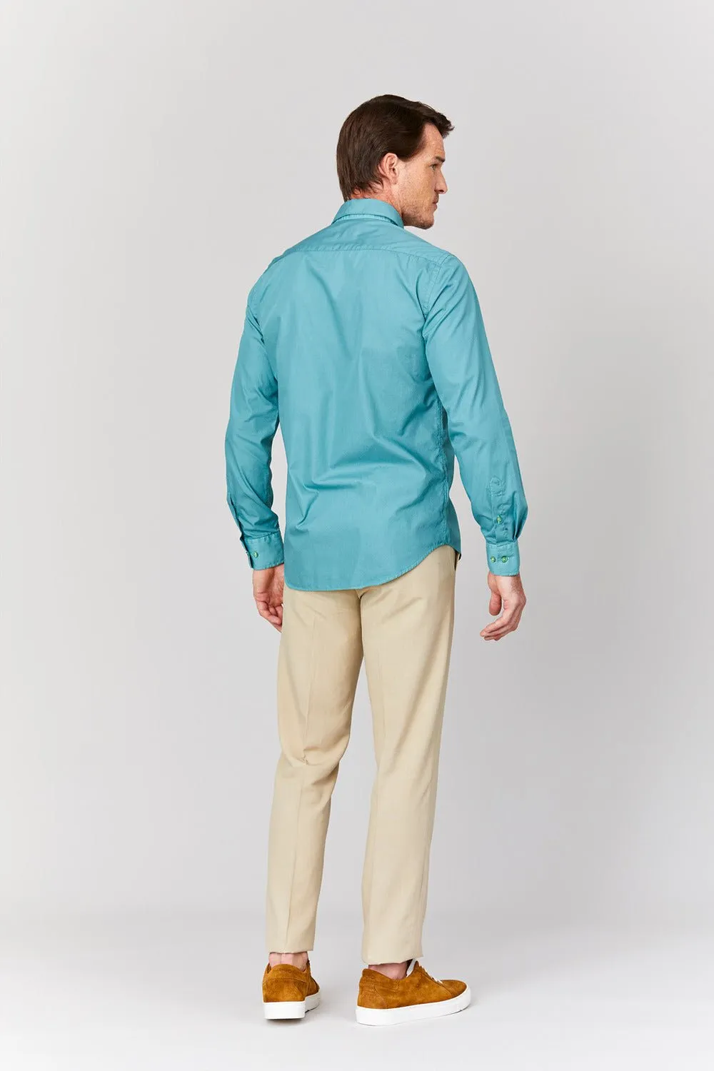 basic green cotton muslin shirt